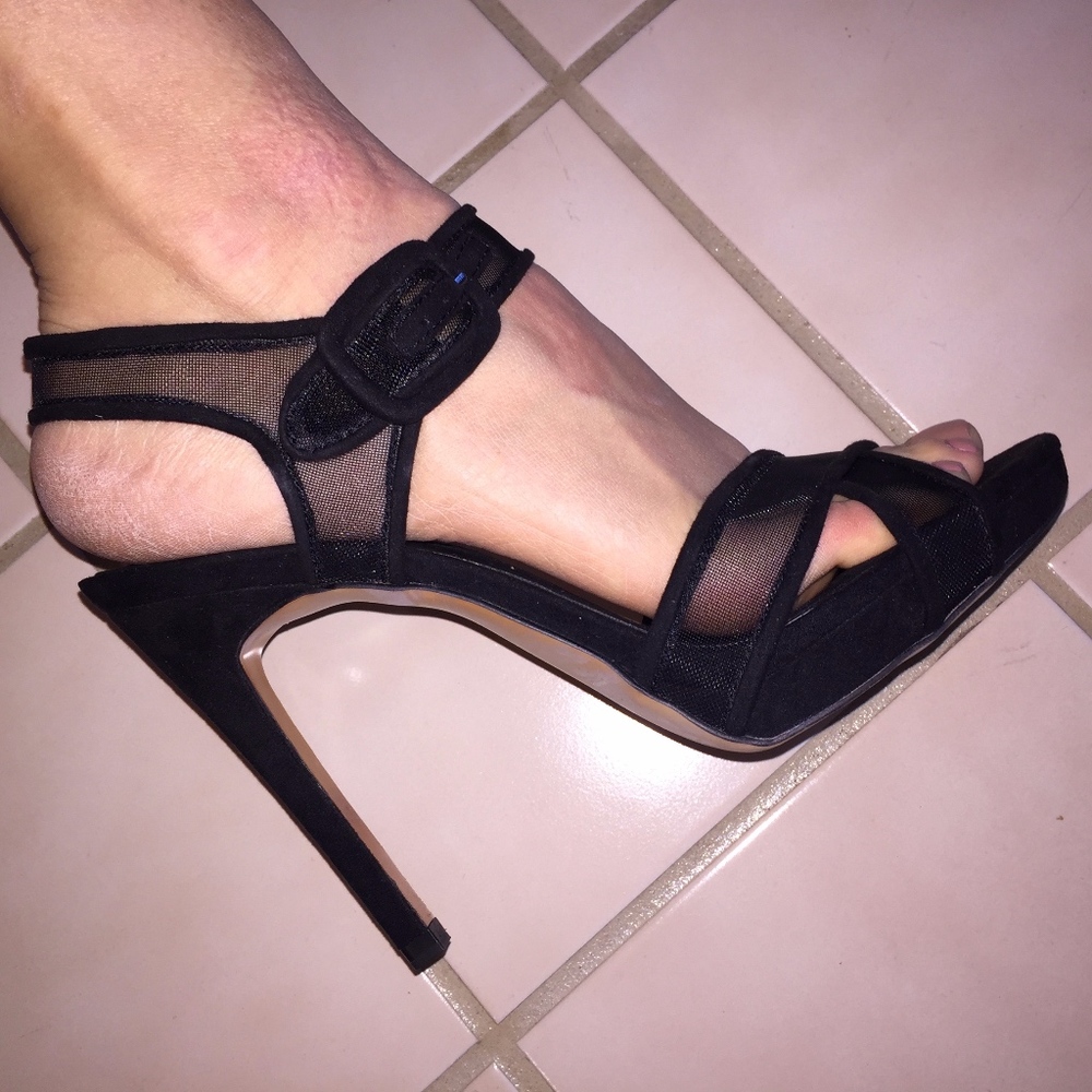 Zara Mesh Strap Heeled Sandals